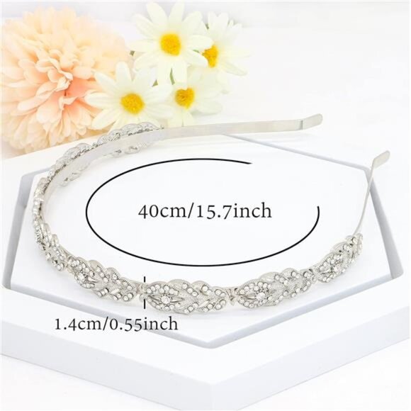 Flower Design Rhinestone Crystal Wedding Headband Bridal Headpieces Simple - Picture 3 of 7